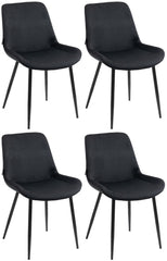 4er Set Esszimmerstühle Victoria Samt - schwarz