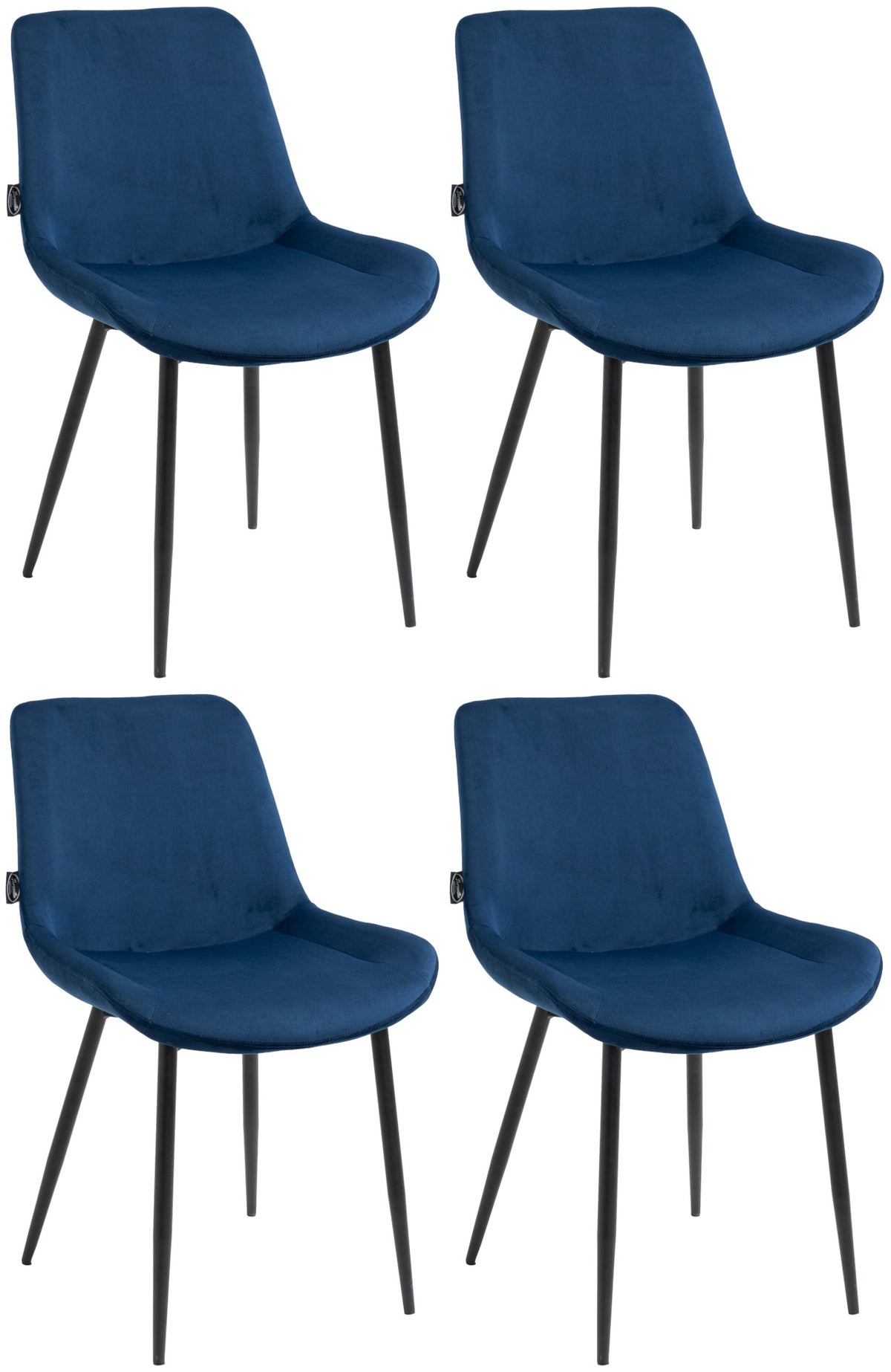 4er Set Esszimmerstühle Victoria Samt - blau