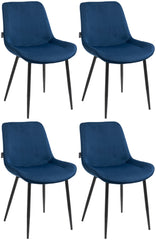 4er Set Esszimmerstühle Victoria Samt - blau