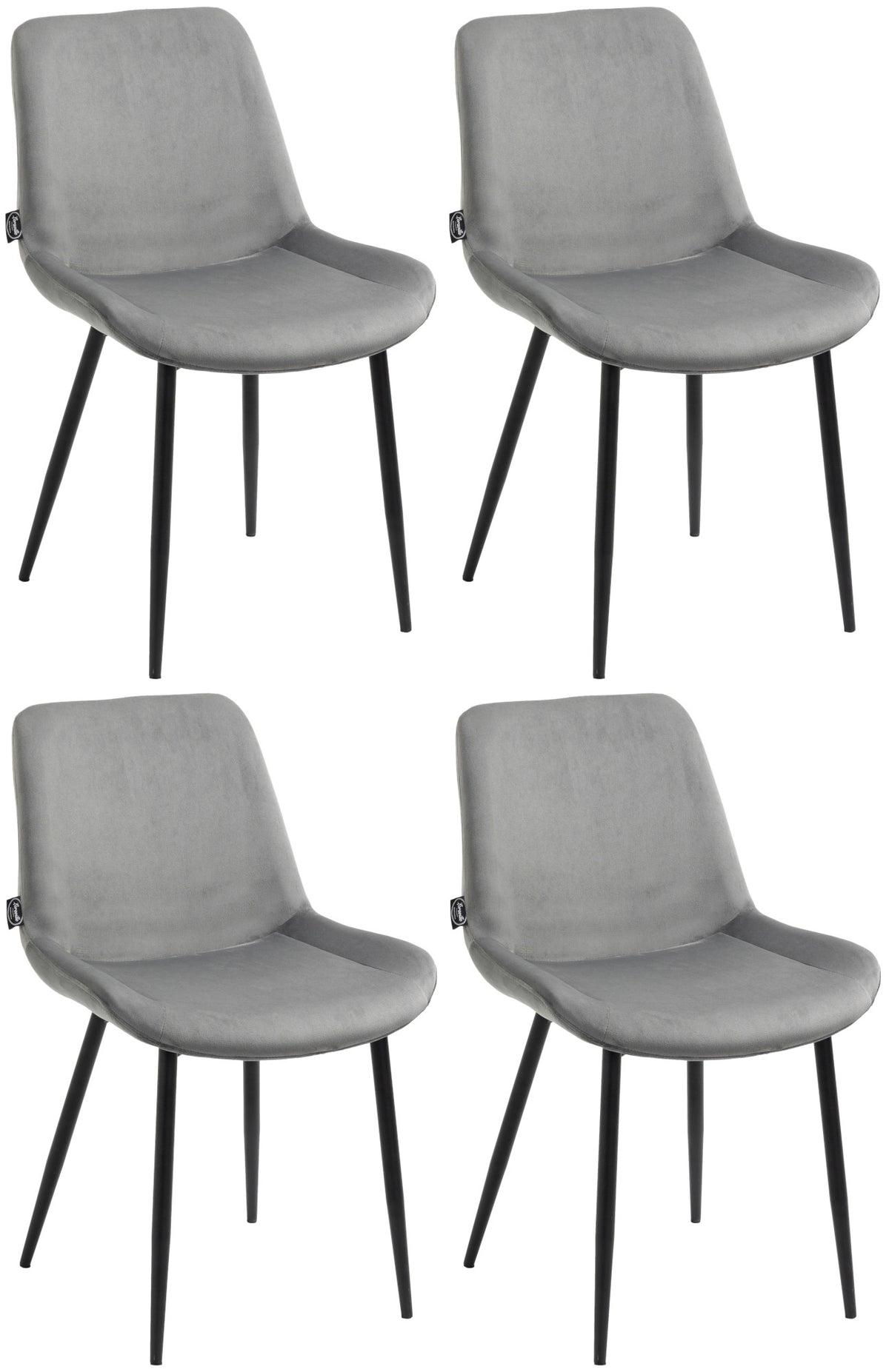 4er Set Esszimmerstühle Victoria Samt - grau