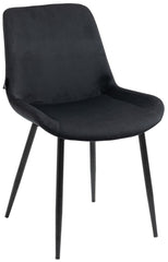 4er Set Esszimmerstühle Victoria Samt - schwarz