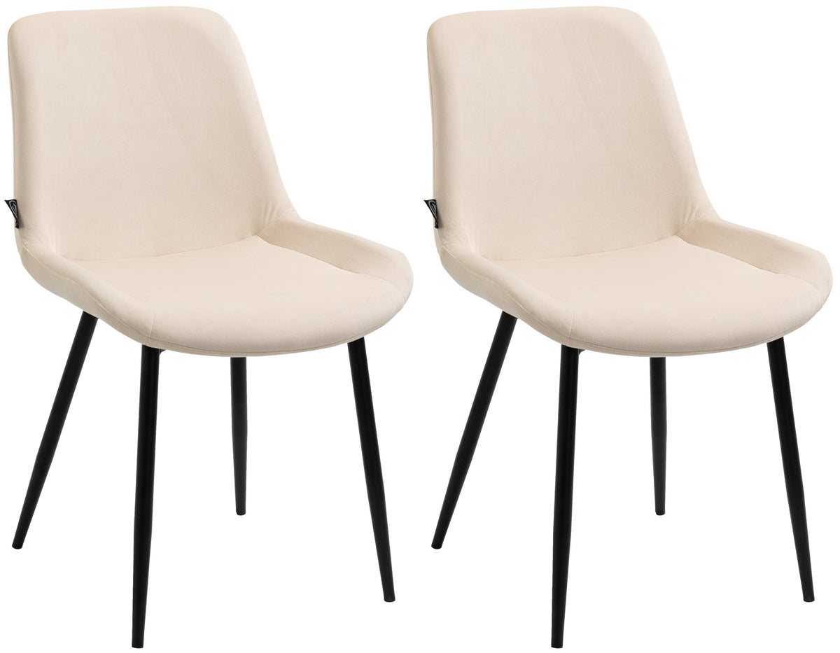 2er Set Esszimmerstühle Victoria Samt - creme