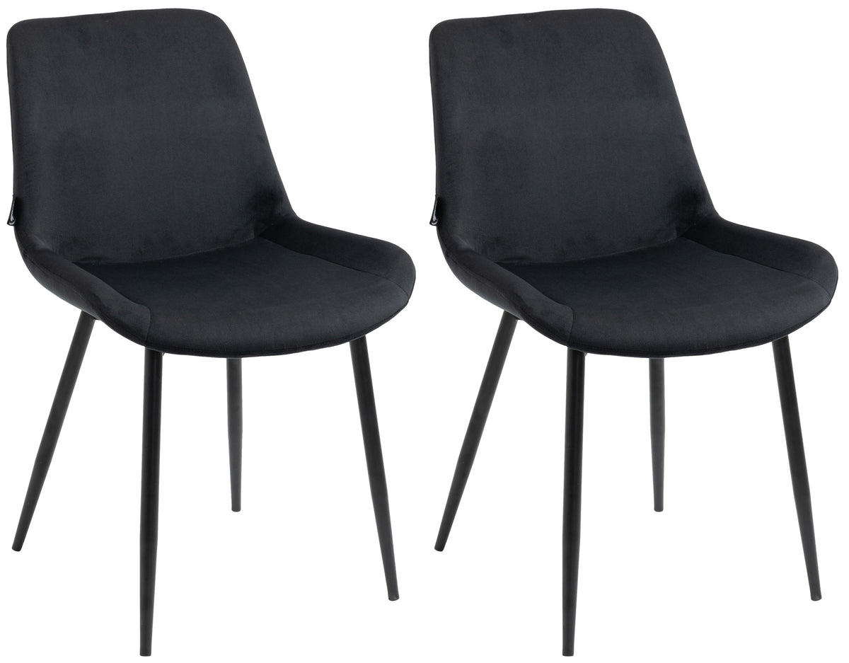 2er Set Esszimmerstühle Victoria Samt - schwarz
