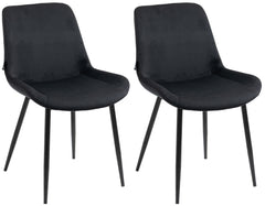 2er Set Esszimmerstühle Victoria Samt - schwarz