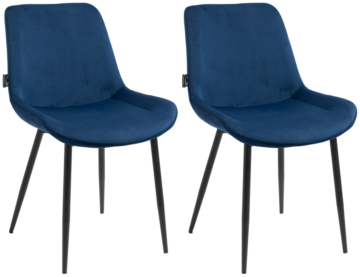 2er Set Esszimmerstühle Victoria Samt - blau