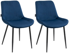 2er Set Esszimmerstühle Victoria Samt - blau