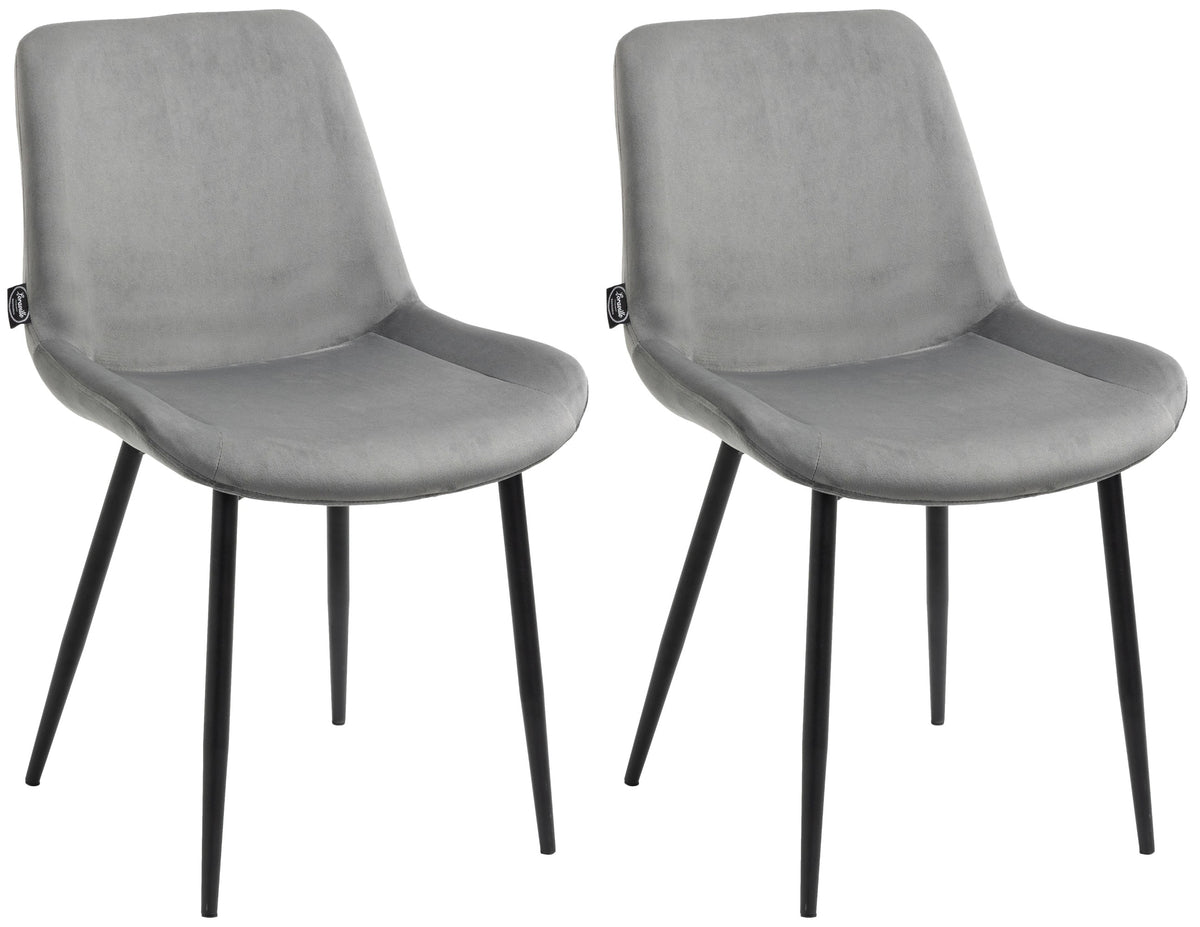 2er Set Esszimmerstühle Victoria Samt - grau