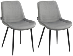 2er Set Esszimmerstühle Victoria Samt - grau