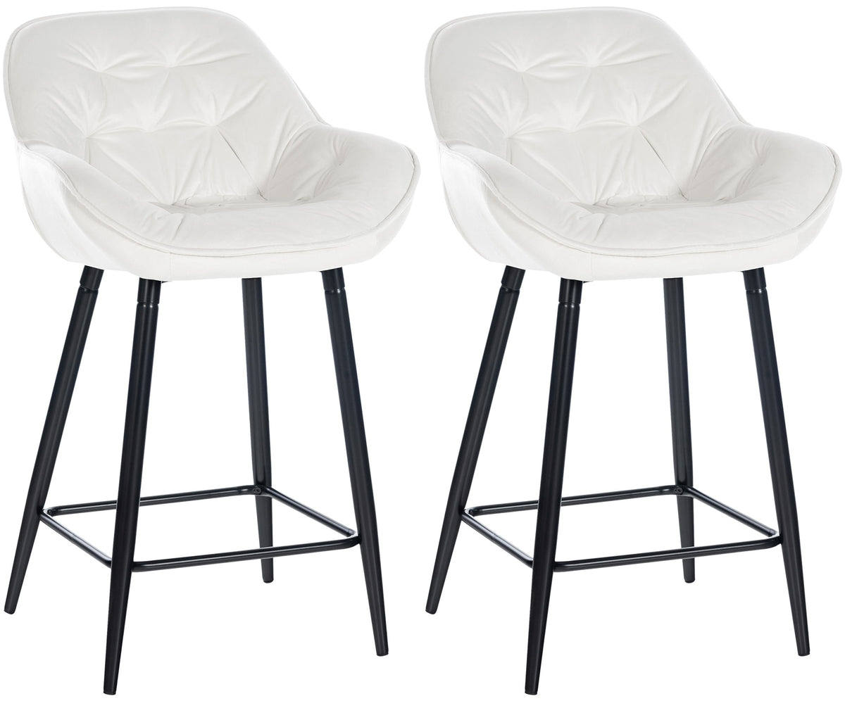 2er Set Barhocker Gibson 76 Samt - cremewei� by Dropshipping-Europe – Barhocker