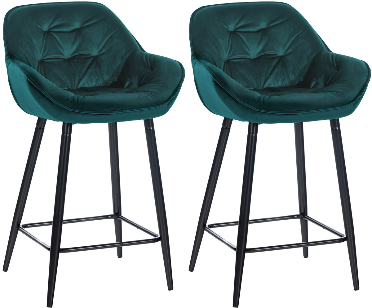 2er Set Barhocker Gibson 76 Samt - dunkelgr�n by Dropshipping-Europe – Barhocker
