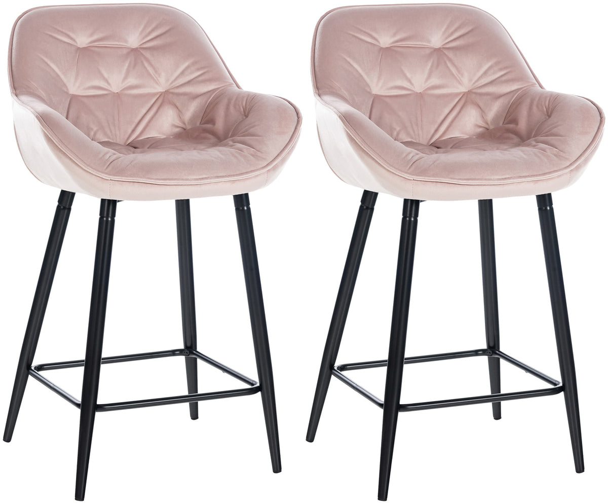 2er Set Barhocker Gibson 76 Samt - pink by Dropshipping-Europe – Barhocker
