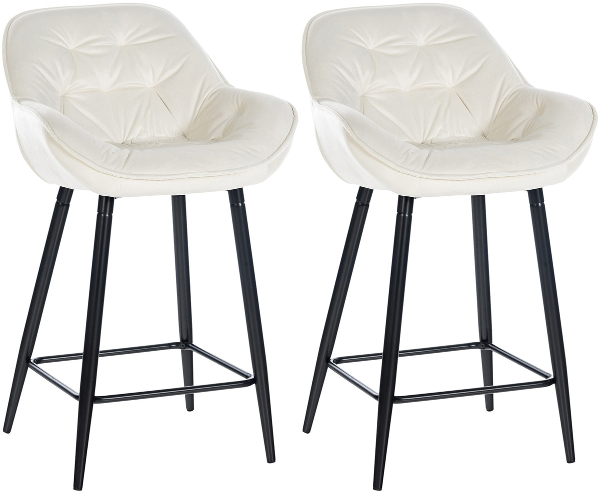 2er Set Barhocker Gibson 76 Samt - creme by Dropshipping-Europe – Barhocker