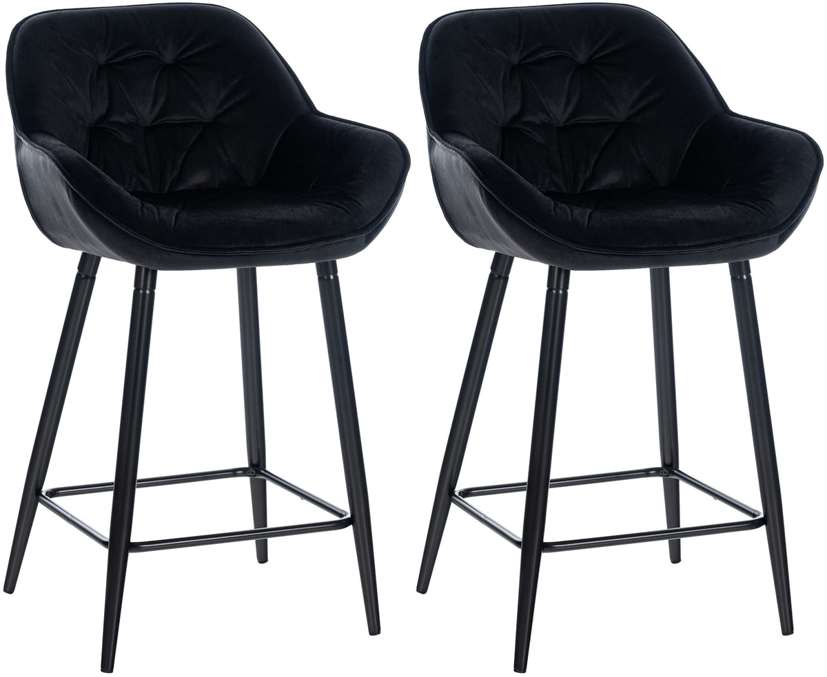 2er Set Barhocker Gibson 76 Samt - schwarz by Dropshipping-Europe – Barhocker