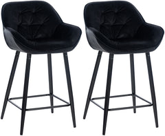 2er Set Barhocker Gibson 76 Samt - schwarz by Dropshipping-Europe – Barhocker