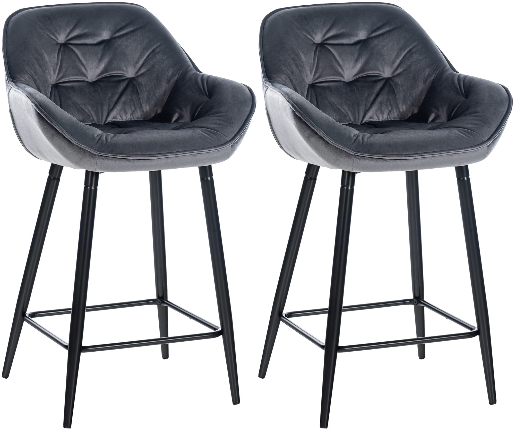 2er Set Barhocker Gibson 76 Samt - dunkelgrau by Dropshipping-Europe – Barhocker