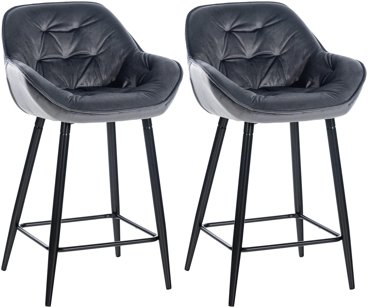 2er Set Barhocker Gibson 76 Samt - dunkelgrau by Dropshipping-Europe – Barhocker