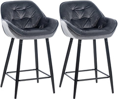 2er Set Barhocker Gibson 76 Samt - dunkelgrau by Dropshipping-Europe – Barhocker