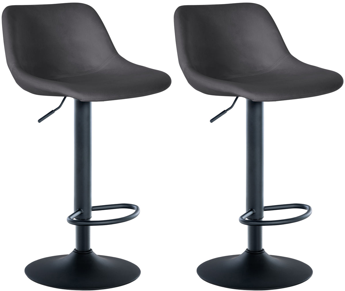 2er Set Barhocker Loft Samt - dunkelgrau