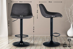 2er Set Barhocker Loft Samt - dunkelgrau