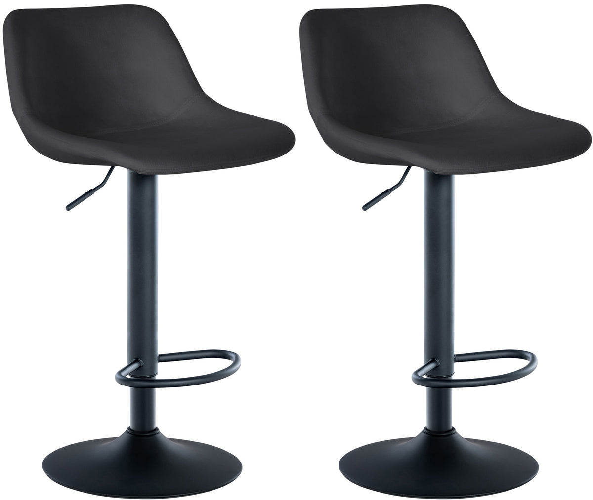 2er Set Barhocker Loft Samt - schwarz