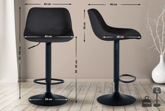 2er Set Barhocker Loft Samt - schwarz