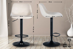 2er Set Barhocker Loft Samt - creme
