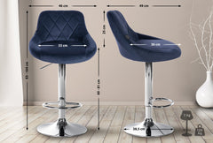 Barhocker Lazio Samt chrom - blau