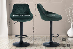 Barhocker Lazio Samt schwarz - dunkelgr�n
