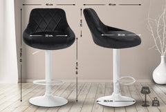 Barhocker Lazio Samt wei� - schwarz