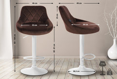Barhocker Lazio Samt wei� - braun