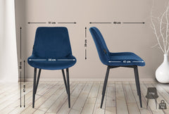 2er Set Esszimmerstühle Victoria Samt - blau