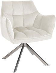 Esszimmerstuhl Swing Samt edelstahl - creme