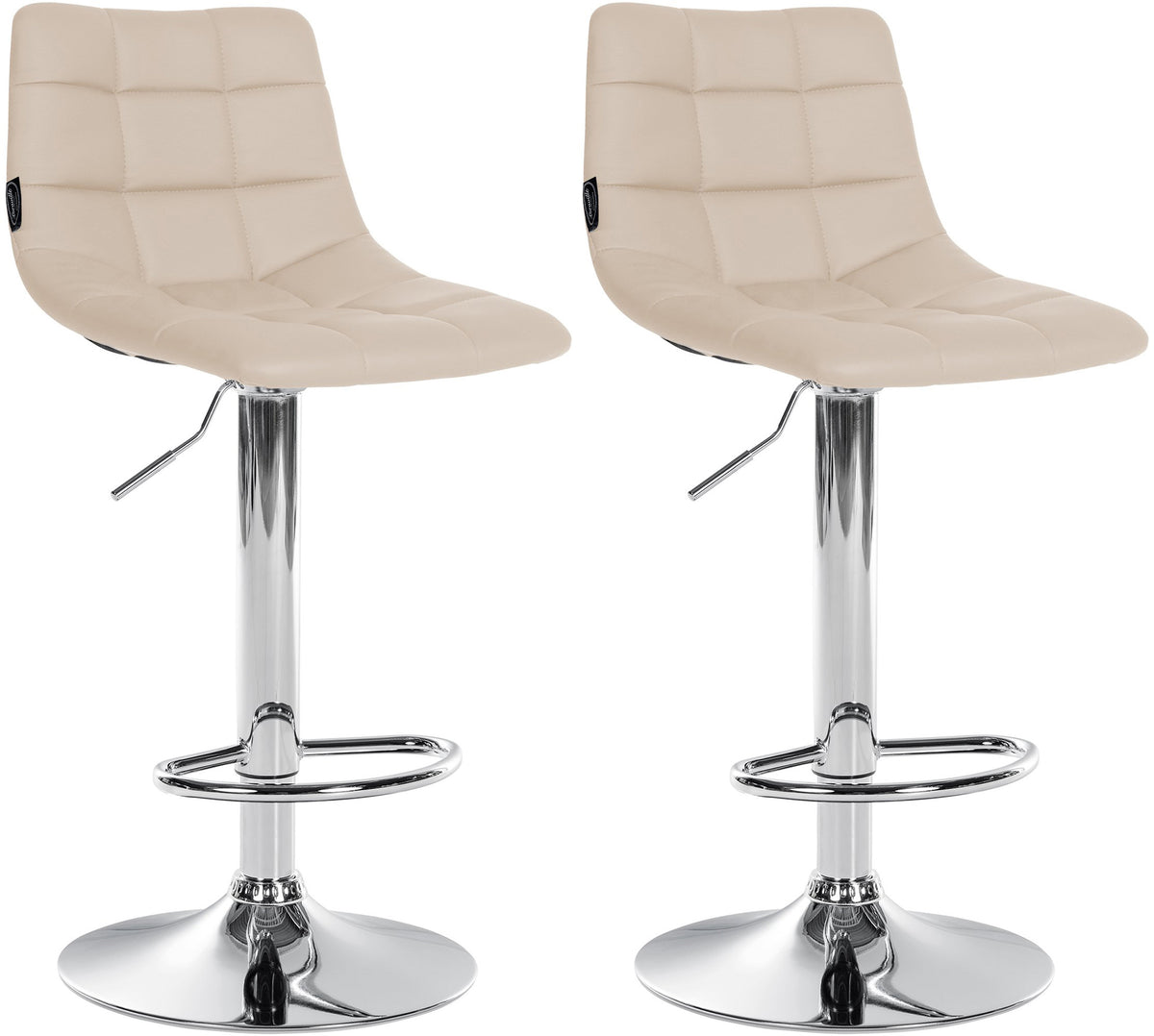 2er Set Barhocker Jerry Kunstleder chrom - creme