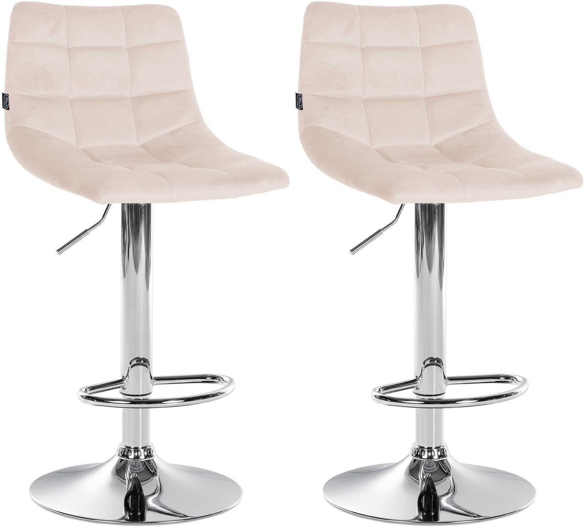 2er Set Barhocker Jerry Samt chrom - beige