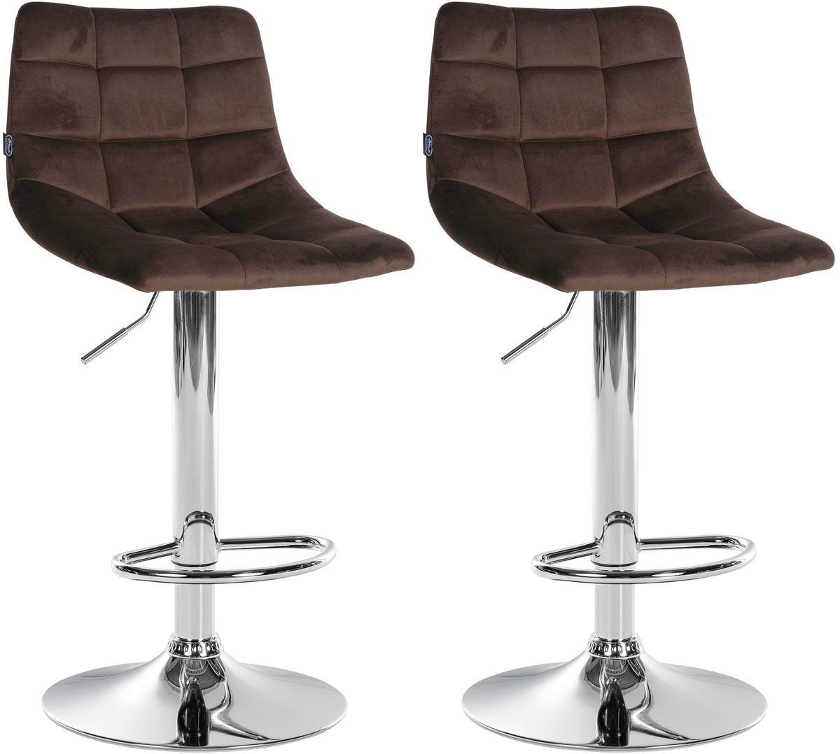 2er Set Barhocker Jerry Samt chrom - braun