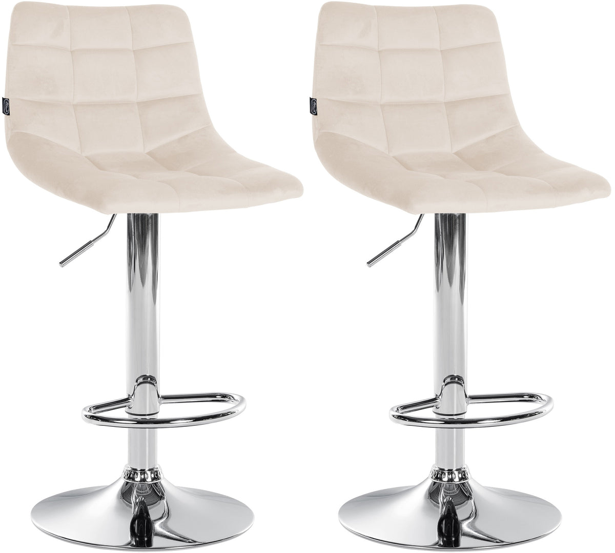 2er Set Barhocker Jerry Samt chrom - creme