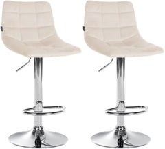 2er Set Barhocker Jerry Samt chrom - creme