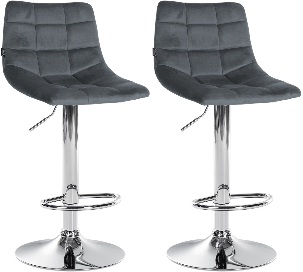 2er Set Barhocker Jerry Samt chrom - dunkelgrau