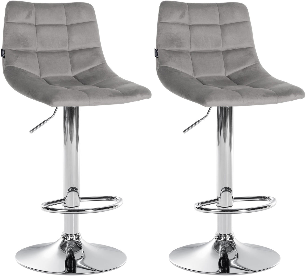 2er Set Barhocker Jerry Samt chrom - grau