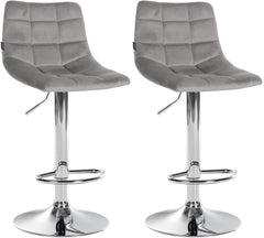 2er Set Barhocker Jerry Samt chrom - grau