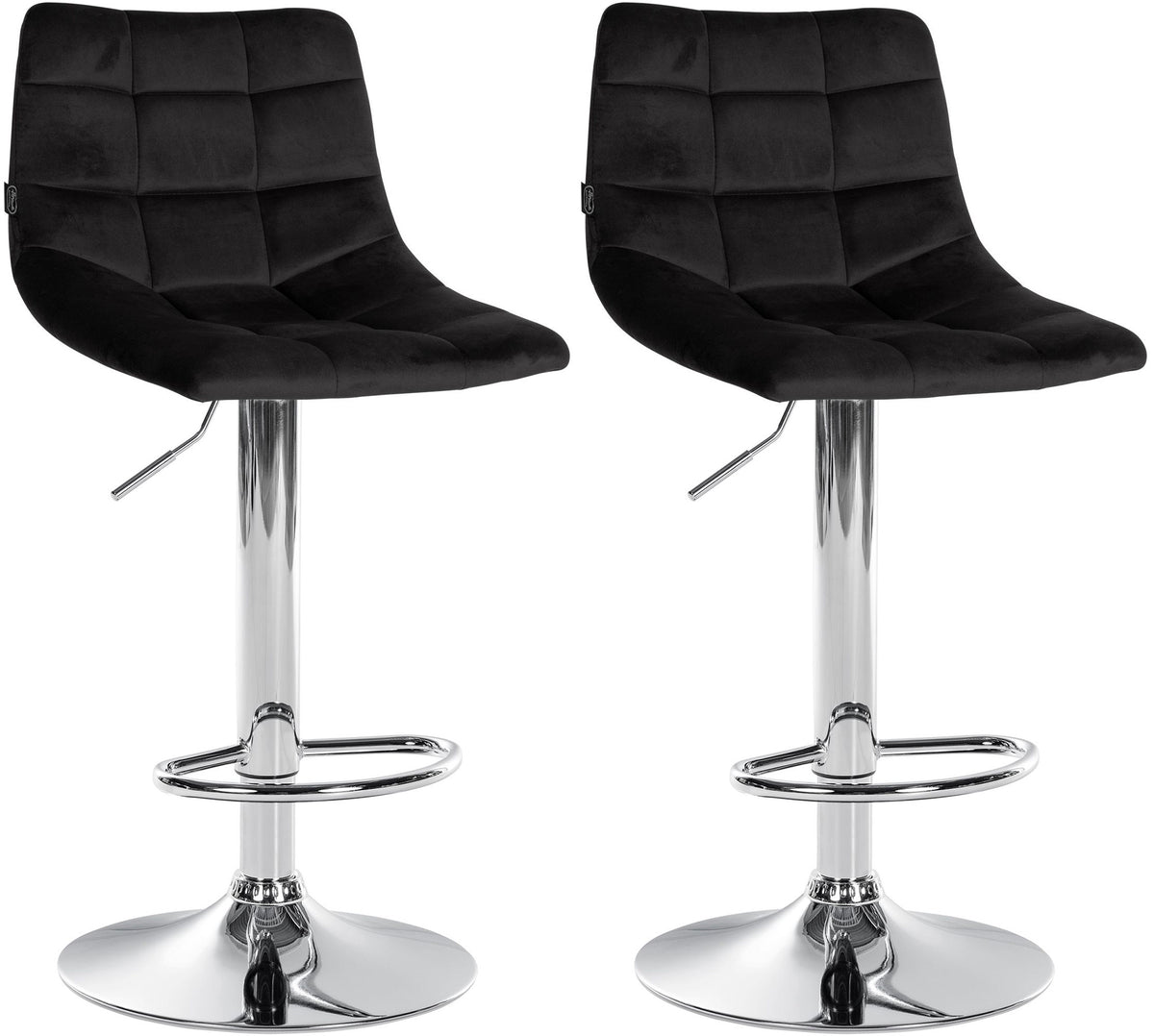 2er Set Barhocker Jerry Samt chrom - schwarz
