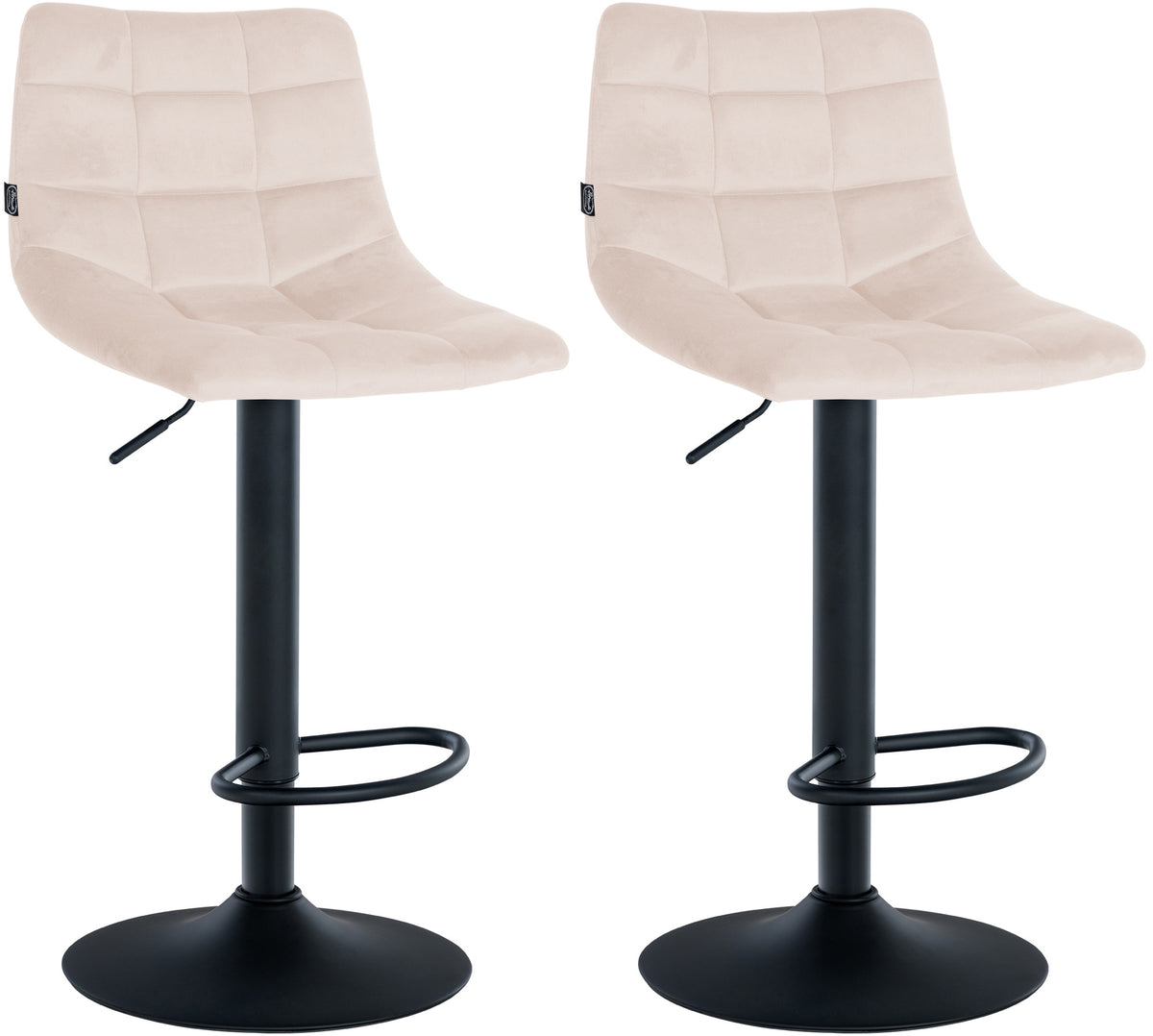 2er Set Barhocker Jerry Samt schwarz - beige