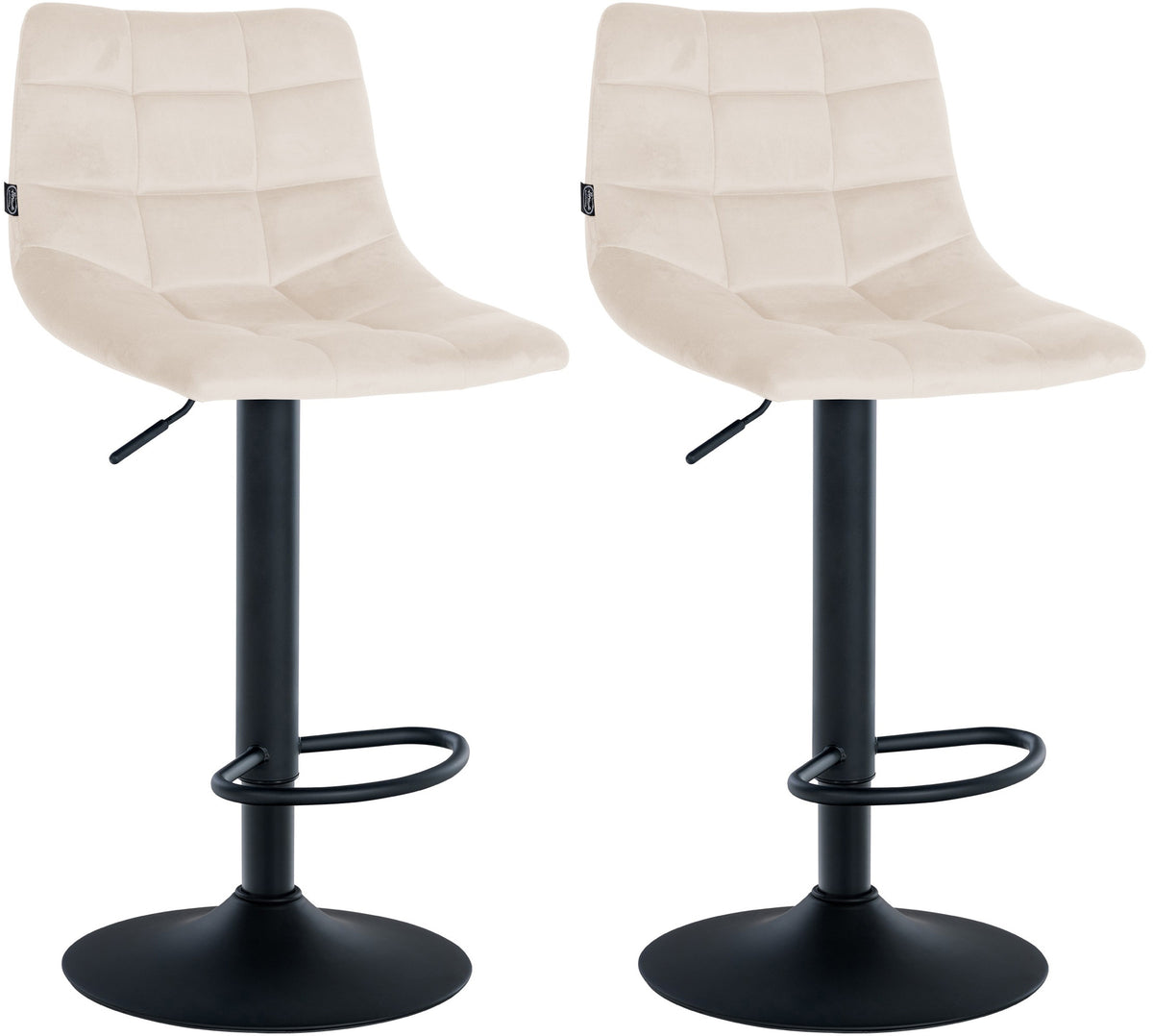 2er Set Barhocker Jerry Samt schwarz - creme
