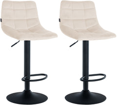 2er Set Barhocker Jerry Samt schwarz - creme