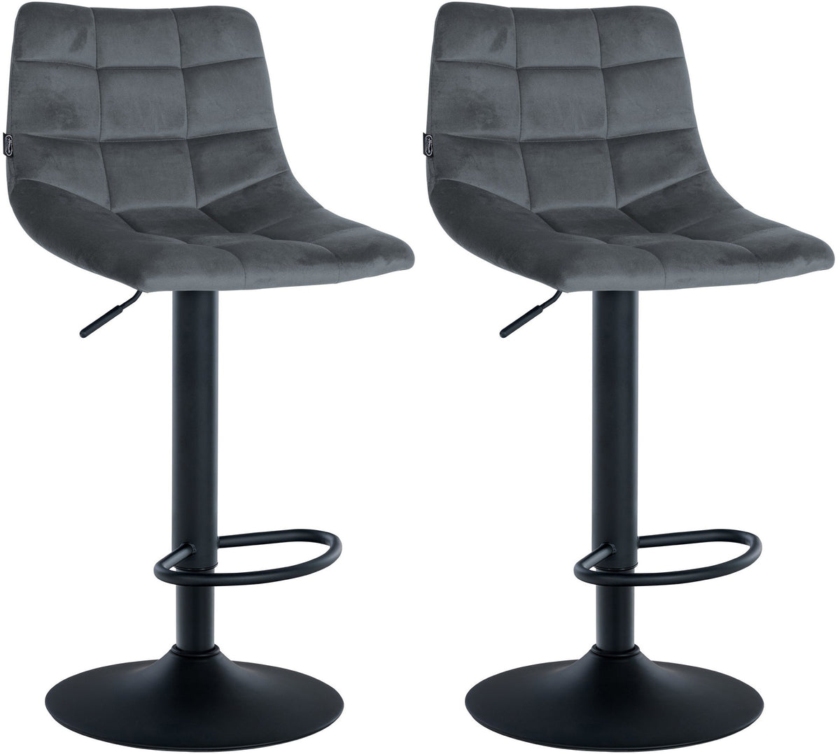2er Set Barhocker Jerry Samt schwarz - dunkelgrau