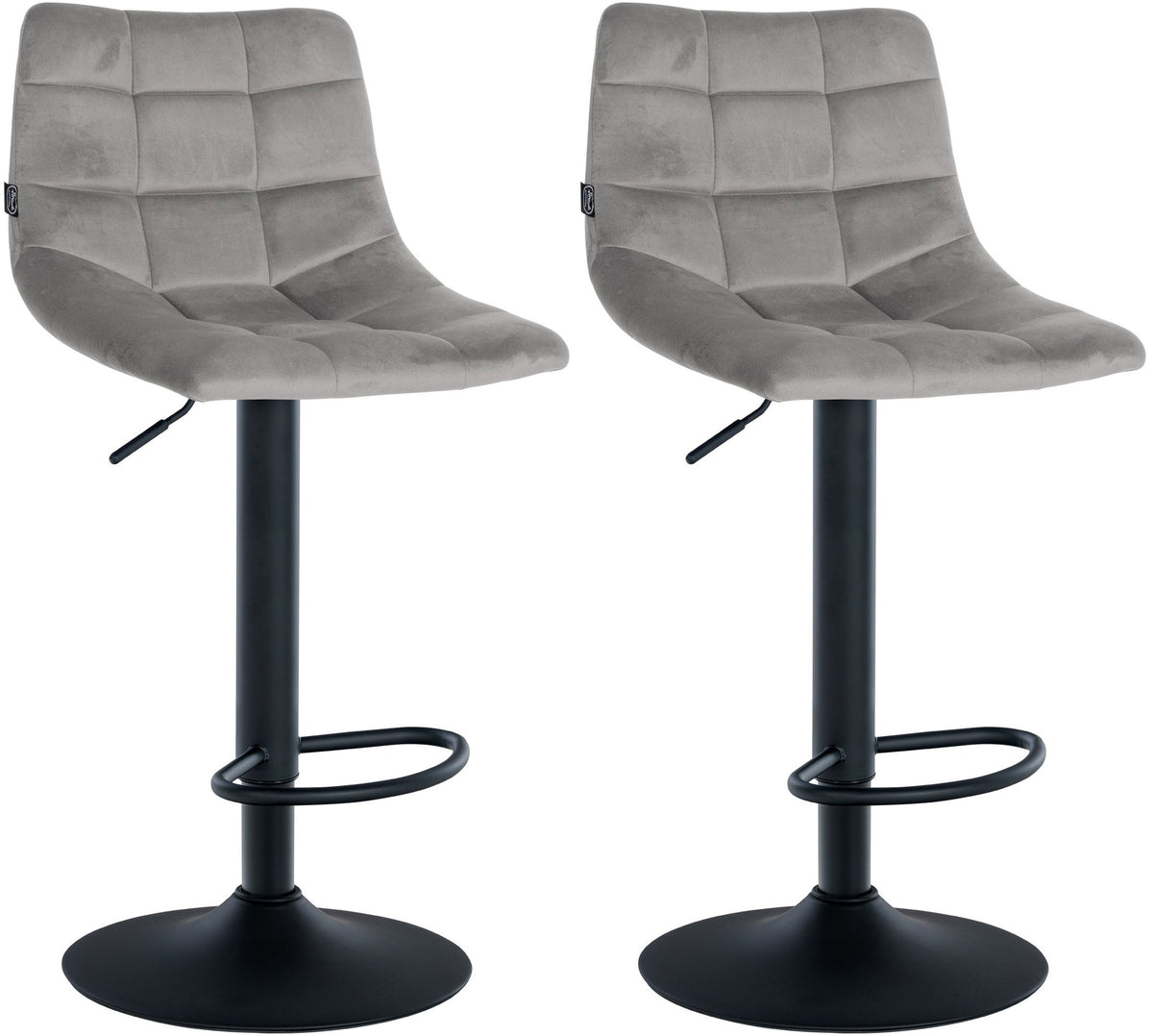 2er Set Barhocker Jerry Samt schwarz - grau