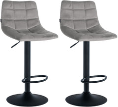 2er Set Barhocker Jerry Samt schwarz - grau