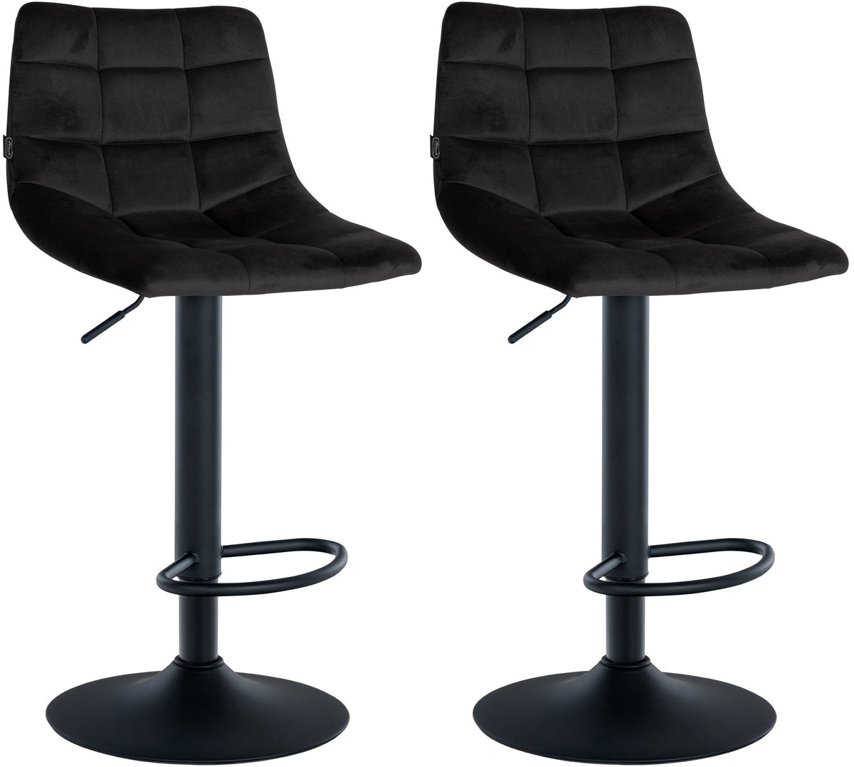 2er Set Barhocker Jerry Samt schwarz - schwarz