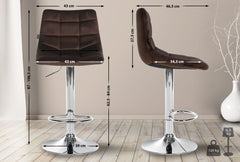 2er Set Barhocker Jerry Samt chrom - braun