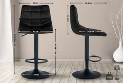 2er Set Barhocker Jerry Samt schwarz - schwarz